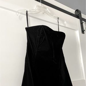 Black Velvet Strapless Evening Gown